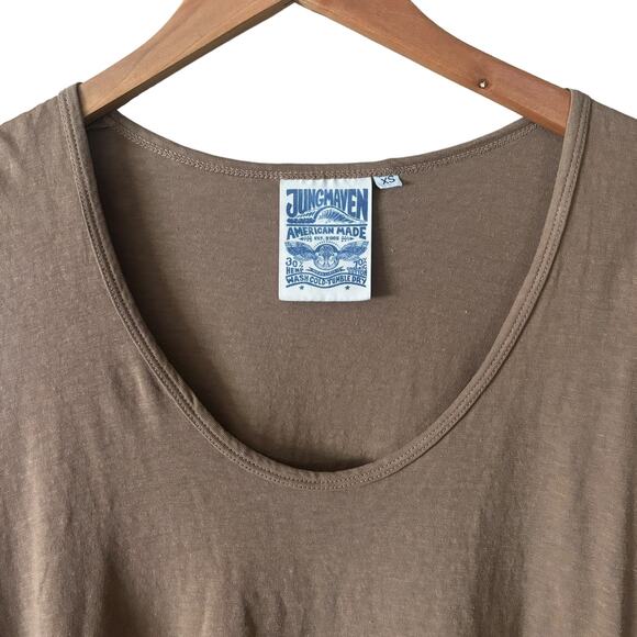 Jungmaven Zuma Scoop Neck Tee Coyote Brown XS Hemp Organic Cotton Relaxed - Picture 3 of 5